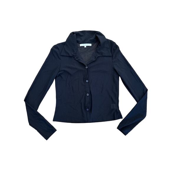 More To Come Tops - More to Come - Semi Sheer Button Front Blouse in Black